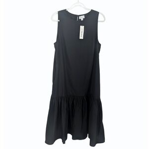 The Drop Ilana Maxi Dress Women Medium Black‎ Tiered Minimalist Prarie Goth New